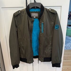 Michael Kors Green Bomber Jacket with Blue Interior, kids 14-16